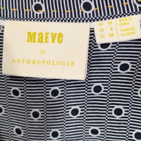 Maeve Anthropologie Button Down Blouse Women’s 6 Gray Geometric Print - Picture 9 of 16
